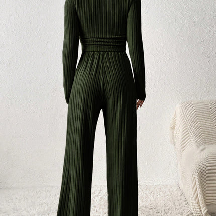 Scoop Neck Long Sleeve Top and Pants Set