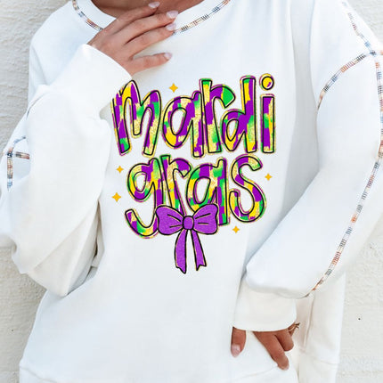 MARDI GRAS Round Neck Long Sleeve Sweatshirt