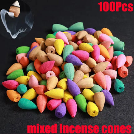 280Pcs Backflow Incense Cones 100% Natural Scents Waterfall Rose Tulip Jasmine Lavender for Burner Holder Meditation Yoga Gift