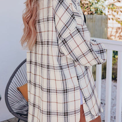 Plaid Button Up Long Sleeve Shacket