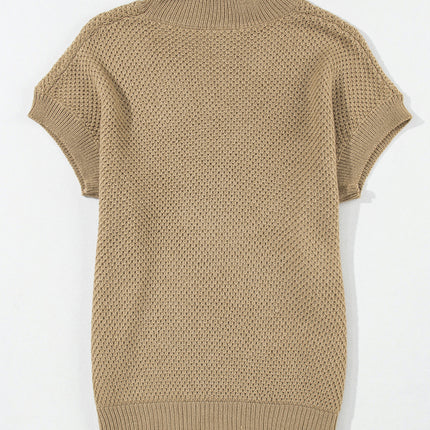 Solid Color Turtleneck Short Sleeve Sweater