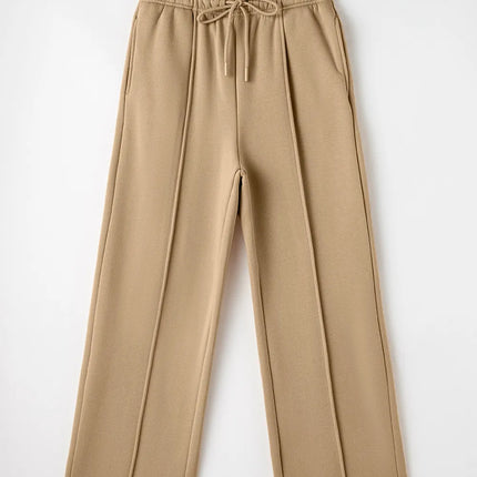 Drawstring Wide Leg Pants with Pockets