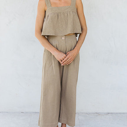 Square Neck Wide Strap Top and Pants Set