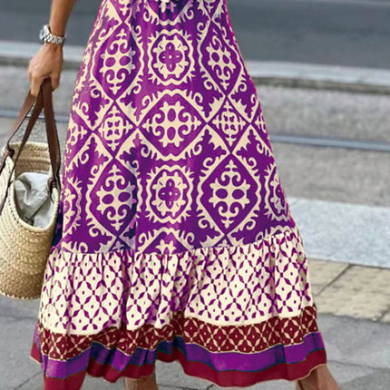 Geometric Elastic Waist Maxi Skirt