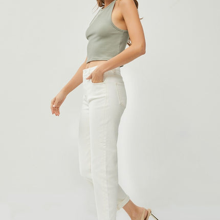 RISEN Full Size High Waist Rolled Hem Straight Jeans