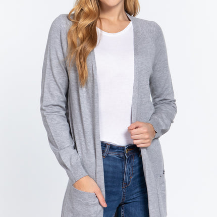 ACTIVE BASIC Open Front Long Sleeve Cardigan