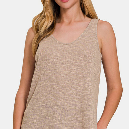 Zenana Curved Hem Round Neck Tank