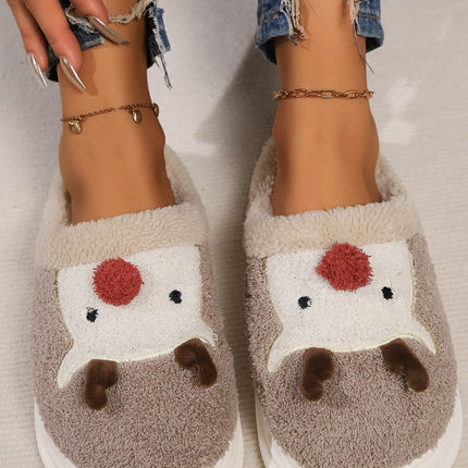 Elk Furry PVC Flat Slippers