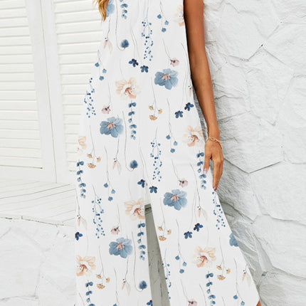 Printed Scoop Neck Wide Leg Jumpsuit