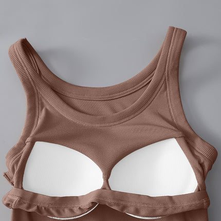 Round Neck Tank with Bra - Vickie Lynn's