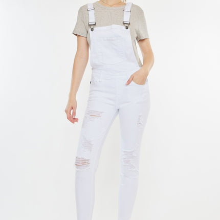 Kancan Distressed Skinny Denim Overalls