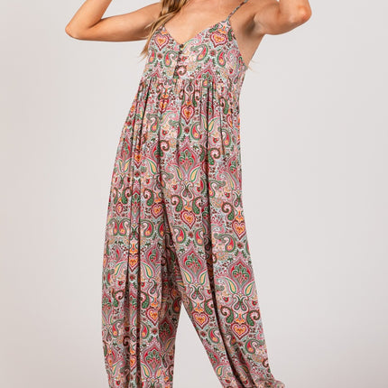 SAGE + FIG Multi Paisley Print Sleeveless Jumpsuit