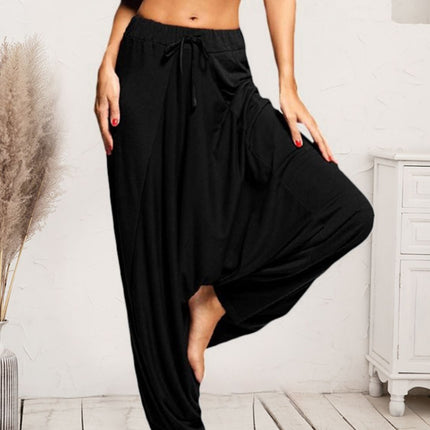 Tied Mid Waist Long Harem Pants