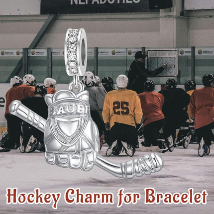 925 Sterling Silver Hockey Glove Dangle Charm Bead for Women's Bracelets