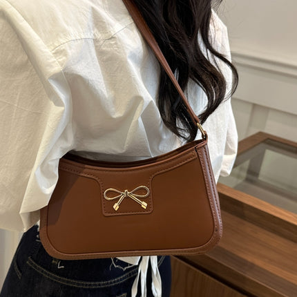 Bow Trim PU Leather Shoulder Bag