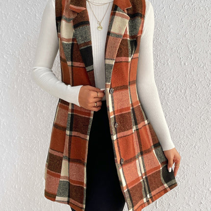 Plaid Button Up Vest Coat