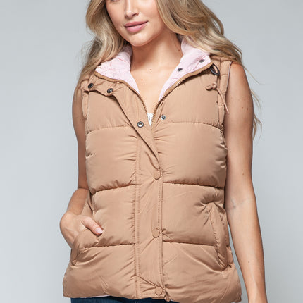 Snobbish Snap and Zip Closure Hooded Vest