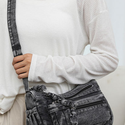 Adjustable Strap Denim Crossbody Bag