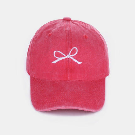 Zenana Bow Embroidered Washed Cotton Caps