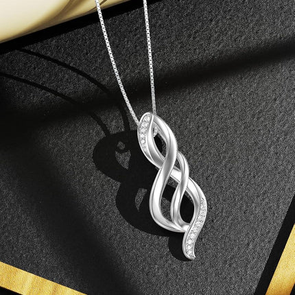 White Gold 14K Lab-Grown Diamond Infinity Pendant Necklace for Women