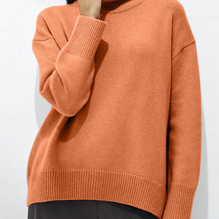 Turtleneck Drop Shoulder Long Sleeve Sweater