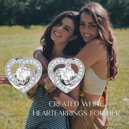 925 Sterling Silver Birthstone Heart Stud Earrings Jewelry Gifts for Women