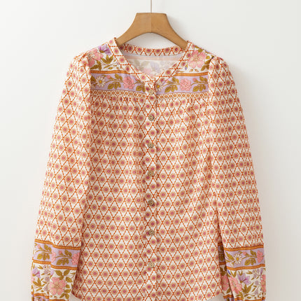 Printed Button Down Long Sleeve Shirt