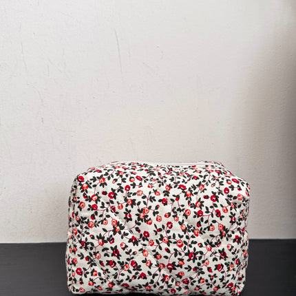 Floral Quilted Clutch with Plaid Lining