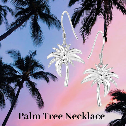 925 Sterling Silver Coconut Palm Tree Leaf Drop Earring for Women Girls  4cm Long