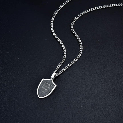 Archangel St Michael Shield Pendant Necklaces for Men & Women