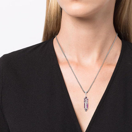925 Sterling Silver Purple Amethyst Natural Stone Healing Crystal Tree of Life Pendant Necklace