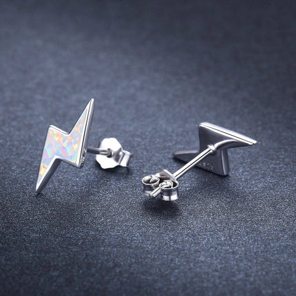 925 Sterling Silver Lightning Bolt Fire Opal Stud Earrings Hypoallergenic s for Women