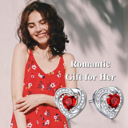 925 Sterling Silver Birthstone Heart Stud Earrings Jewelry Gifts for Women