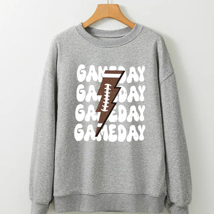 GAME DAY Round Neck Long Sleeve Sweatshirt