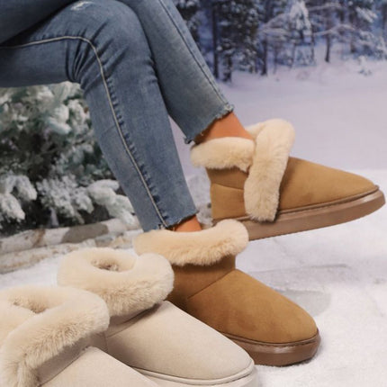 Faux Fur Round Toe Platform Boots