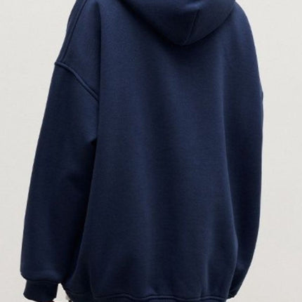 Pocketed Dropped Shoulder Long Sleeve Hoodie