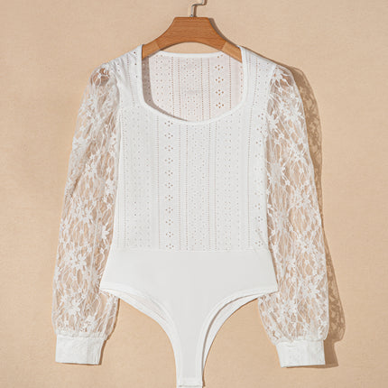 Eyelet Lace Long Sleeve Bodysuit