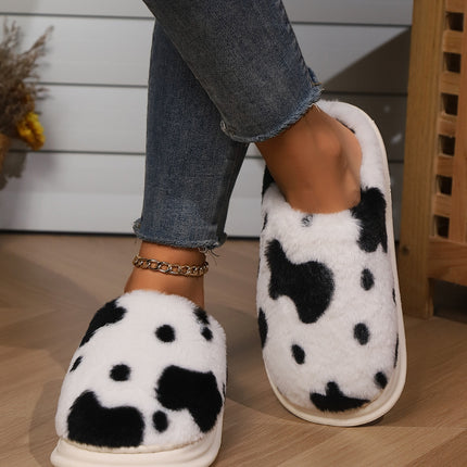 Animal Print Faux Fur Slippers