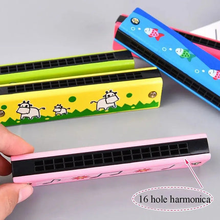16 Holes Cute Harmonica Musical instrument Montessori Educational Toys Cartoon Pattern Kids Wind Instrument Children Gift Kids