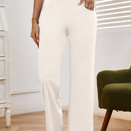 High Waist Wide Leg Pants with Pockets