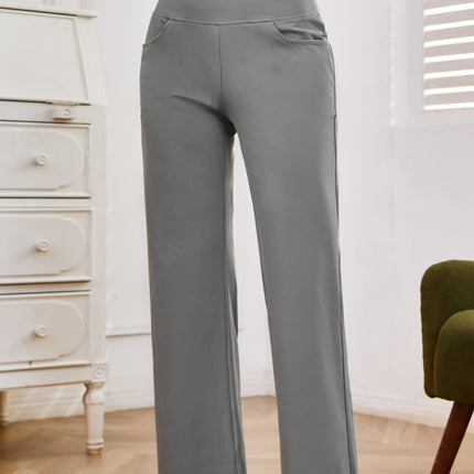 High Waist Wide Leg Pants with Pockets