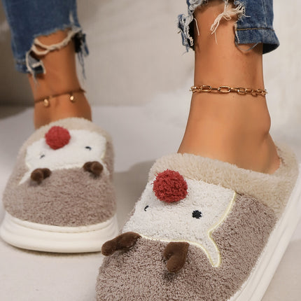 Elk Furry PVC Flat Slippers