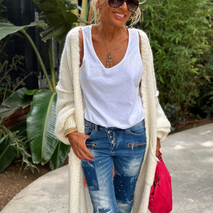 Letter Dropped Shoulder Long Sleeve Cardigan - Vickie Lynn's