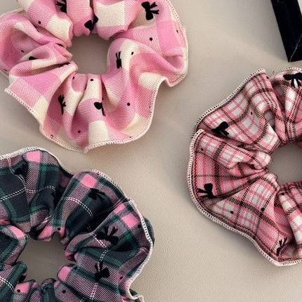 3-Piece Plaid Contrast Elastic Hair Scrunchy