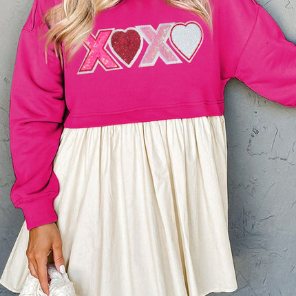 XOXO Sequin Heart Long Sleeve Dress