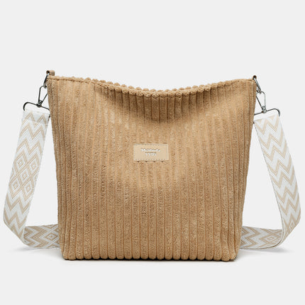 Corduroy Solid Color Crossbody with Removable Strap