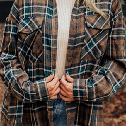 Plaid Button Up Long Sleeve Jacket