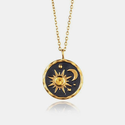 Alloy Inland Zircon Sun & Moon Necklace