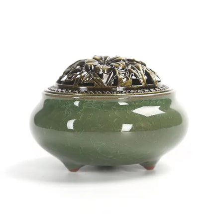 Fashion Lucky Home Decoration for Incense Black Glaze Disc Censer Ceramic Incense Burner Incense Seat Indoor Household