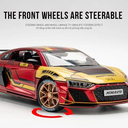MINI AUTO 1:24 Simulation AUDI R8 IRON Alloy Sport Cars Toy Diecasts Vehicles Metal Model Car Decoration For Kids Gift Boy Toy